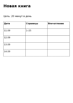 Пример заполнения: Трекер чтения